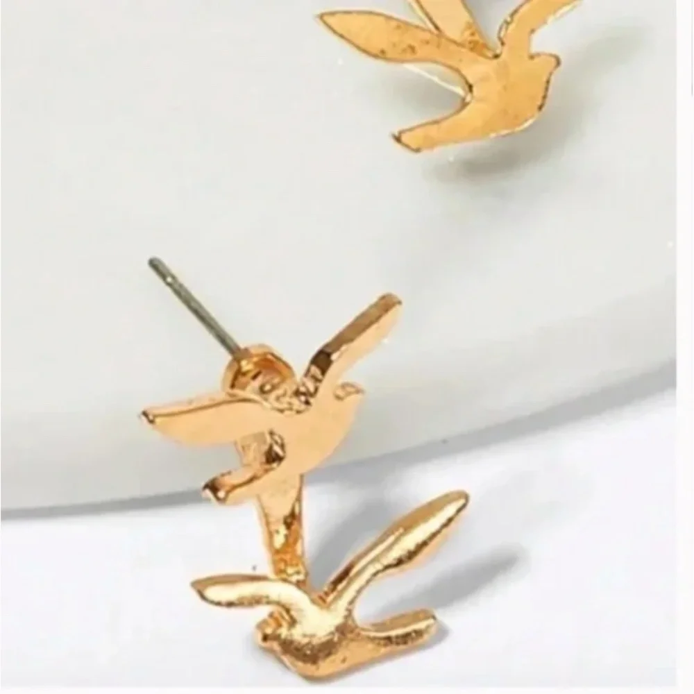 ❤️ FREE Bird Stud Peasant Hipster Hippie Farm Art Double Boho Minimal Earrings